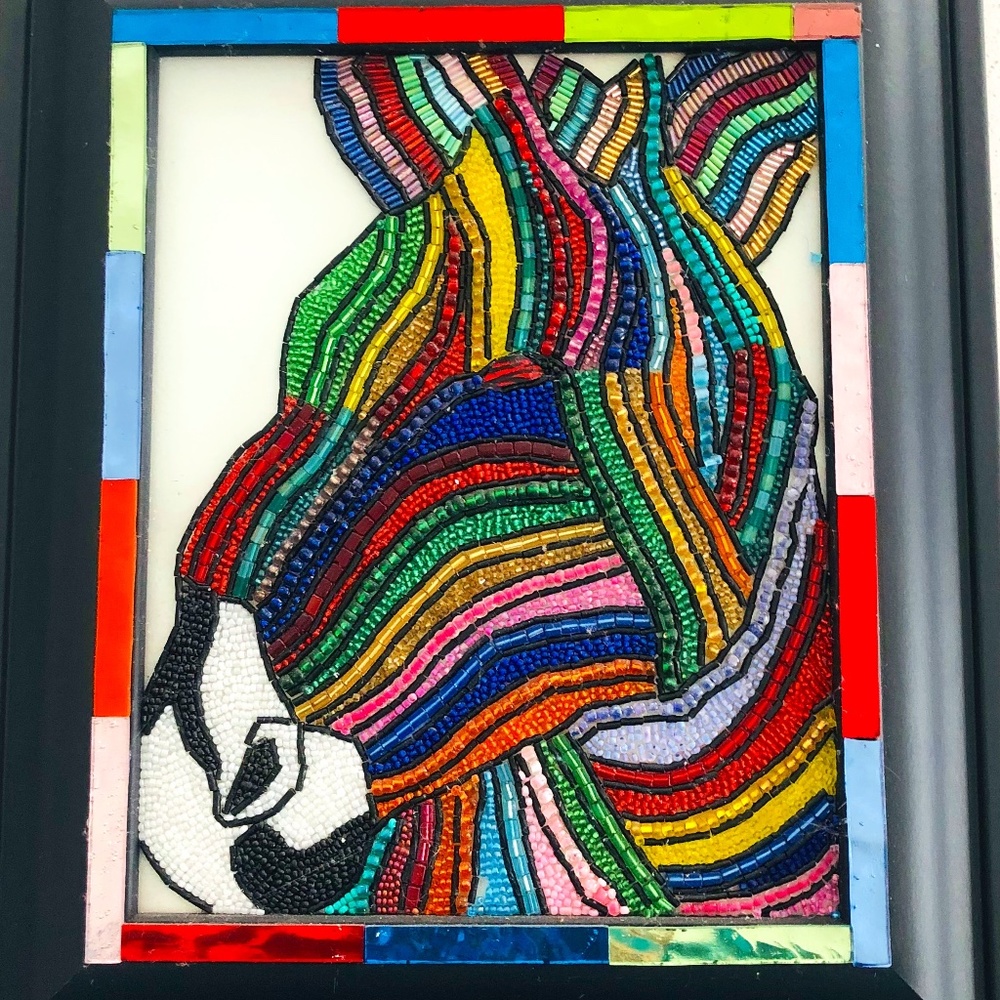Beaded Zebra Wall Art